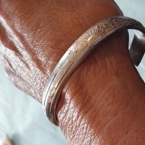 Silver oriental bangle bracelet